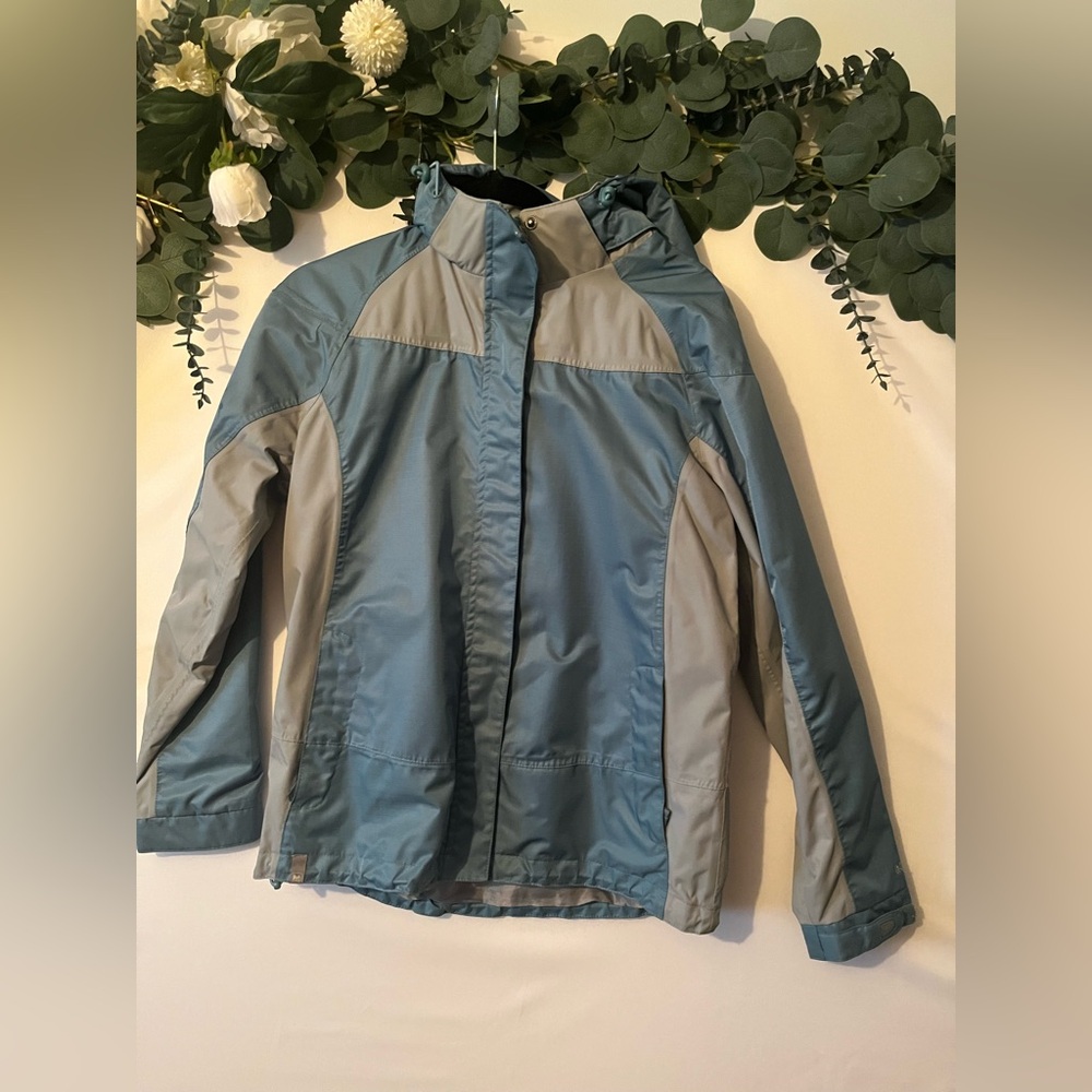 Women's Blue and Gray Rain Jacket